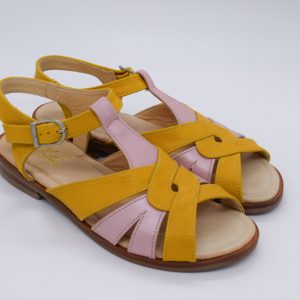 Sandalia Mila Amarillo y rosado